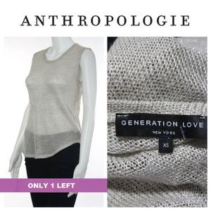 Gold Silver Metallic Sleeveless Thin Knit Top XS